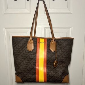 Michael Kors Eva Large Logo Stripe Tote